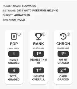 Rank 1! Pokemon Slowking Holo Rare H22/H32 Vintage WOTC Aquapolis TAG 8 - Image 3