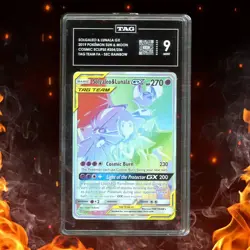 Pokemon Cosmic Eclipse SOLGALEO & LUNALA GX 254/236 Secret Rainbow TAG 9 - Image 1