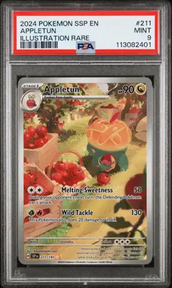 2024 Pokemon Surging Sparks Appletun Illustration Rare #211/191 Mint PSA 9 - Image 1