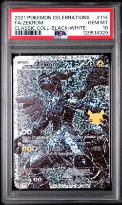 SEQUENTIAL PSA 10 ZEKROM 114 & RESHIRAM 113 CELEBRATIONS BLACK & WHITE POKEMON - Image 2
