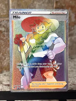 Pokemon TCG ~ Milo Secret Rare FA Rainbow Holo [SWSH02: Rebel Clash 201/192] NIM - Image 1