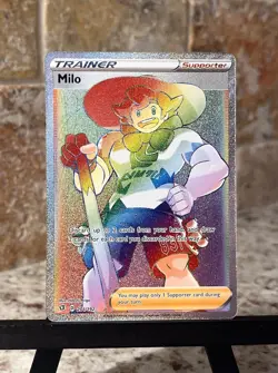 Pokemon TCG ~ Milo Secret Rare FA Rainbow Holo [SWSH02: Rebel Clash 201/192] NIM - Image 3