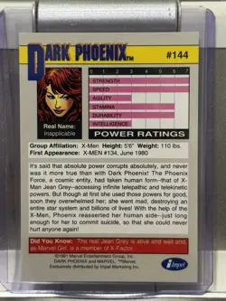 Marvel Super Heroes 1991 Legends Dark Phoenix Collector's Card #144 - NM/MN - Image 2