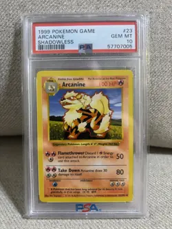 1999 POKEMON GAME BASE SET SHADOWLESS #23/102 ARCANINE PSA 10 - Image 1