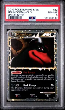2010 POKEMON HEARTGOLD & SOULSILVER UNDAUNTED #82 HOUNDOOM-HOLO PSA 8 - Image 1