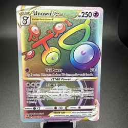 Unown VStar 199/195 Rainbow Secret Rare Silver Tempest Pokemon TCG NM - Image 1