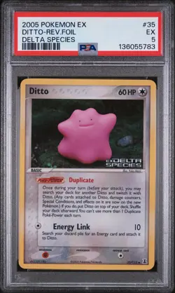 2005 POKEMON EX DELTA SPECIES #35 DITTO-REVERSE FOIL PSA 5 - Image 1