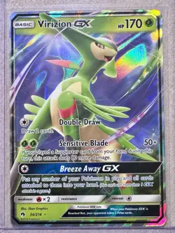 Pokemon TCG 2018 Lost Thunder VIRIZION GX 34/214 Full Art Holo MINT - Image 1