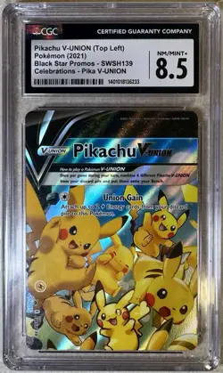 Pokemon TCG SWSH139 Black Star Promo PIKACHU V-UNION Celebrations GRADED CGC 8.5 - Image 1