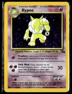 Pokemon Fossil #08/62 Hypno (8) Holo Rare - Image 1
