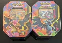 2 Pokemon TCG Mega Charizard X + Y ex Tin Bundle Sealed New - Image 1