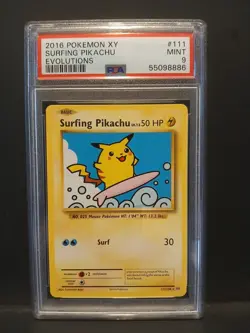 2016 POKEMON XY EVOLUTIONS #111 SURFING PIKACHU PSA 9 - Image 1
