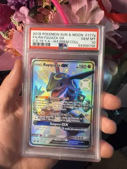 2018 Pokemon Hidden Fates Premium Collection #177a FA Rayquaza GX EN PSA 10 - Image 1