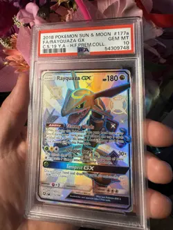 2018 Pokemon Hidden Fates Premium Collection #177a FA Rayquaza GX EN PSA 10 - Image 2