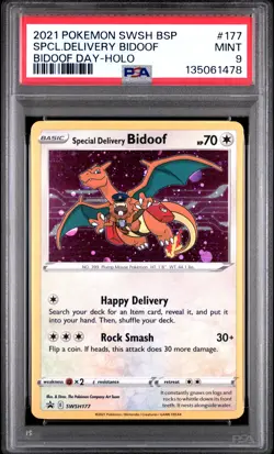 2021 POKEMON SWSH BLACK STAR PROMO BIDOOF DAY SPECIAL DELIVERY BIDOOF-HOLO PSA 9 - Image 1