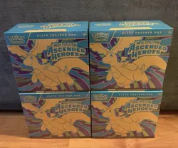 4 x Pokemon TCG Ascended Hero’s ETB Elite Trainer Box Brand New Sealed - Image 1