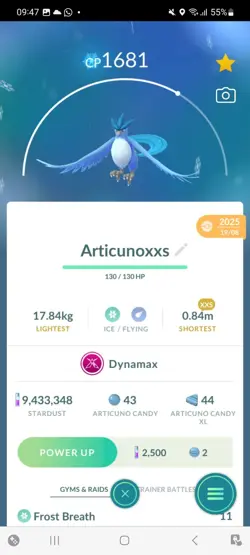 Pokemon Go Legendary Dynamax Articuno ( XXS) ( Normal ) - Image 1