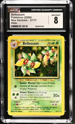 Pokemon Neo Genesis BELLOSSOM Holo CGC 8 (4205) Graded Power - Image 1
