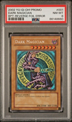 2002 Yugioh Dark Magician Coll. Secret Promo BPT-001 REVERSE FOIL ERROR PSA 8 - Image 1