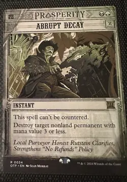 Abrupt Decay Outlaws of Thunder Junction: Breaking News Regular Mtg Magic Card - Image 1