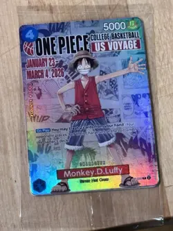 One Piece Monkey D. Luffy US Voyage College Basketball Promo Card Unopened / New - Image 1