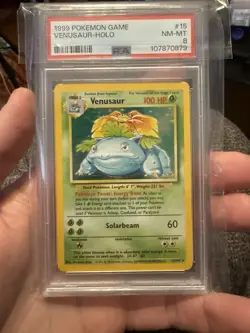 Pokemon Venusaur Holo Rare Card 015/102 Base Set TCG WOTC 1999 PSA 8 NM-Mint - Image 1