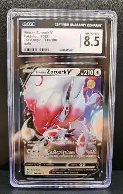 CGC 8.5 Hisuian Zoroark VSTAR 147/196 Lost Origin Full Art Rare Pokemon Card - Image 1