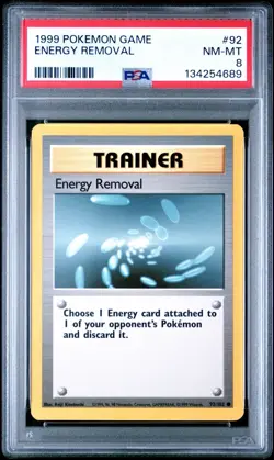 Trainer Energy Removal 1999 Pokemon Game #92 PSA 8 - Image 1