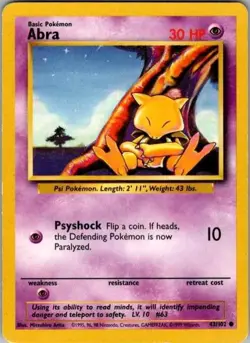 Base Set Pokemon TCG Abra - Image 1