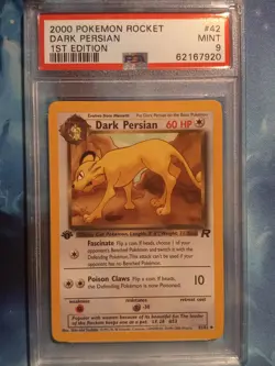 2000 Pokemon Team Rocket 1st Edition Dark Persian 42/82 PSA 9 Mint - Image 1
