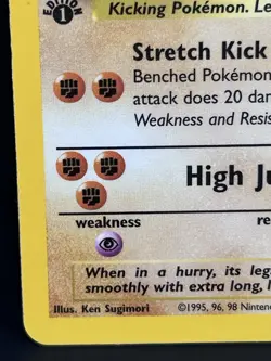 1999 Pokemon Card Fossil Hitmonlee 1st Edition Holo Rare MP - Image 4
