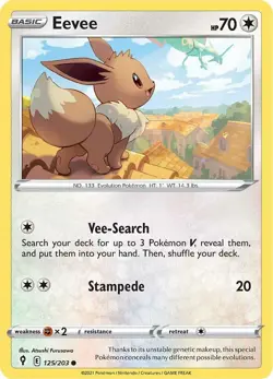 Eevee 125/203 Common SWSH07: Evolving Skies Pokemon Card - Image 1