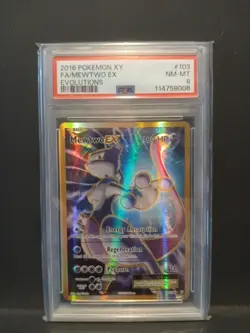 2016 Pokemon XY Evolutions Mewtwo EX Full Art #103 PSA 8 NM/M - Image 1