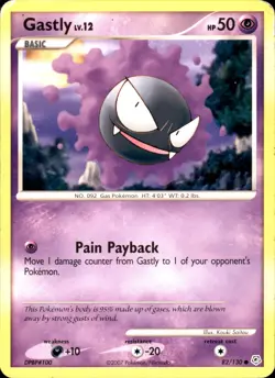 Gastly 82/130 Common - Pokemon Diamond and Pearl 2007 Damaged - Image 1