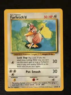 Pokemon TCG Farfetch'd Base Set Unlimited 27/102 Near Mint - Image 1