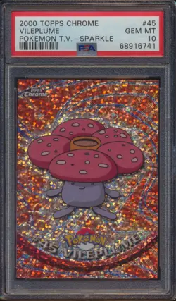 2000 TOPPS CHROME POKEMON VILEPLUME #45 SPARKLE REFRACTOR PSA 10! - Image 1