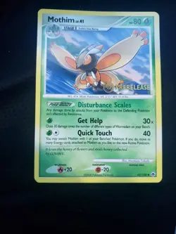 Prerelease Mothim 42/100 D&P Majestic Dawn Pokemon Card Rare Stamped NM/LP - Image 1