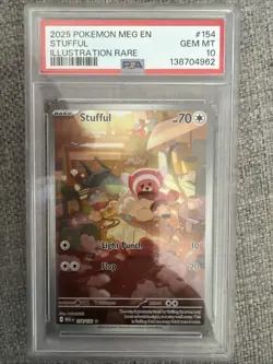 Pokemon Mega Evolution 2025 Stufful Illustration Rare Card 154/132 Psa 10 - Image 1