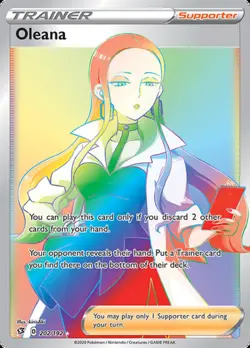 1x Oleana - 202/192 - Secret Rare NM-Mint Pokemon SWSH02 - Rebel Clash - Image 1