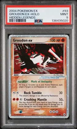 2004 POKEMON EX HIDDEN LEGENDS #93 GROUDON EX-HOLO PSA 9 - Image 1