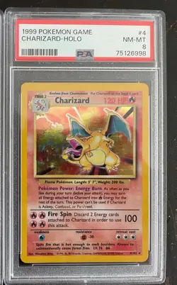 Pokemon 1999 Charizard Holo Base Set 4/102 Card PSA 8 NM MT - Image 1