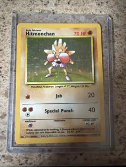 Pokemon TCG Hitmonchan Holo Rare Card Base Set 7/102 1999 - Image 1