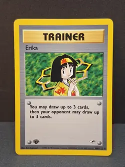 Erika Trainer Pokemon Card Gym Heroes 100/132 Rare 1st Edition Vintage 2000 TCG - Image 1
