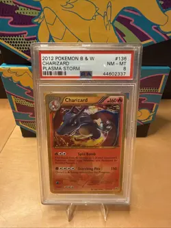 PSA 8 Shiny Charizard 136 / 135 B&W Plasma Storm Pokemon TCG Graded Card - Image 1