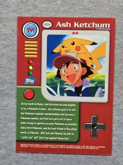 Ash Ketchum #TV1 Topps Blue Logo TV Animation Edition Series 1 Pokemon - Image 2