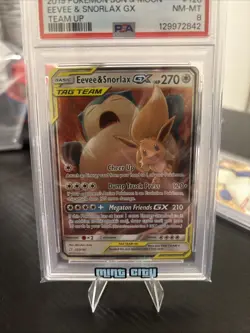 2019 POKEMON SUN & MOON TEAM UP #120 EEVEE & SNORLAX GX PSA 8 Mint Resubmit - Image 4