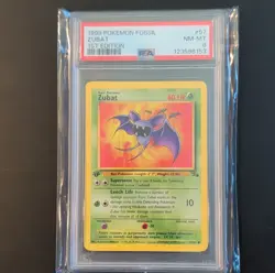 1999 Pokemon Fossil TCG Zubat 1st Edition PSA 8 NM-MT Common 57/62 - Image 1