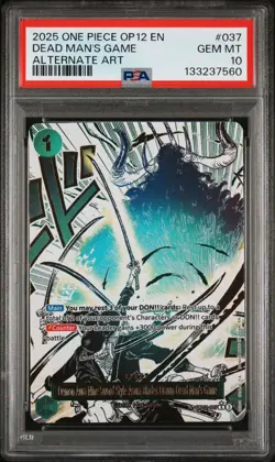 2025 ONE PIECE OP12-037 LEGACY OF THE MASTER DEAD MAN'S GAME ALT ART PSA 10 - Image 1