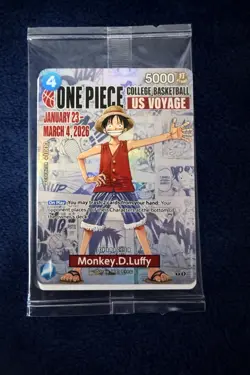 ONE PIECE COLLEGE BASKETBALL US VOYAGE CARD, MONKEY D.LUFFY GONZAGA-MINT+ POSTER - Image 1