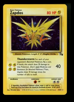 #5 Zapdos 15/62 Fossil 2000 Holo Rare WOTC Pokemon Card TCG - Image 1